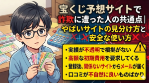 宝くじ予想サイトで詐欺に遭った人の共通点｜やばいサイトの見分け方と安全な使い方