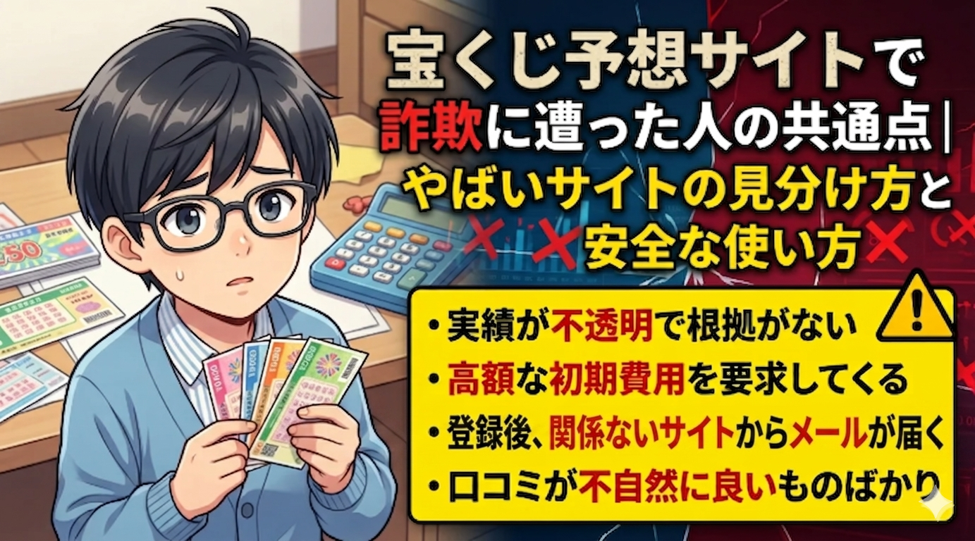 宝くじ予想サイトで詐欺に遭った人の共通点｜やばいサイトの見分け方と安全な使い方