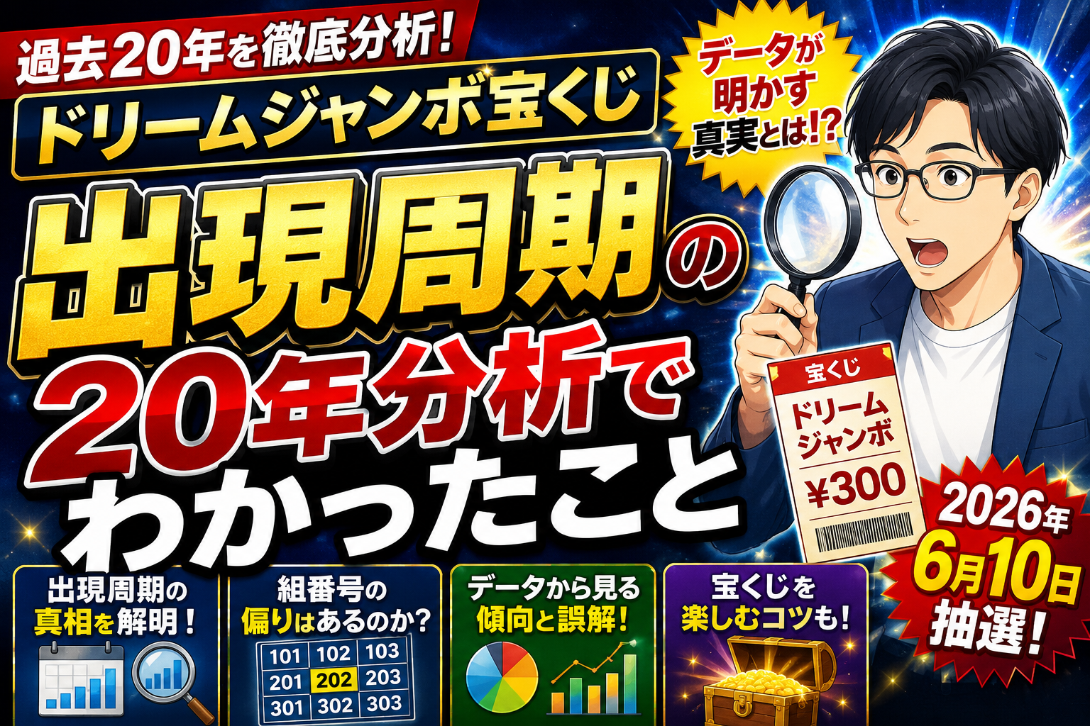 ドリームジャンボ宝くじ 過去の出現周期を20年分析してわかったこと