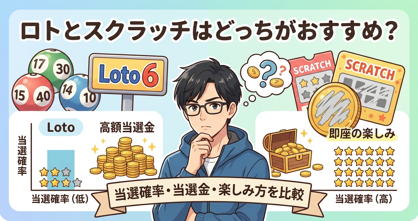 ロトとスクラッチはどっちがおすすめ?当選確率・当選金・楽しみ方を比較